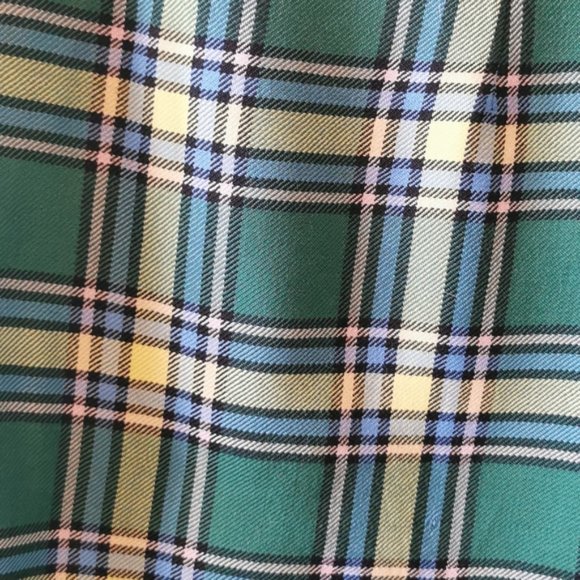 Vintage 80s Wool Kilt Dark Academia Green Yellow Small - Picture 4 of 7